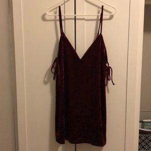 Tobi Red Velvet Shift Dress- size M
